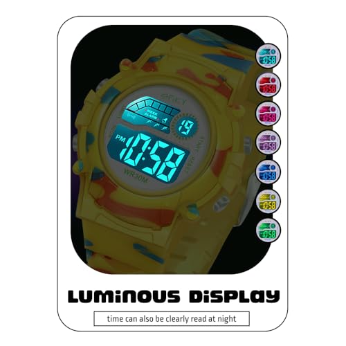 Image of SPIKY Round Digital Sports Watch for Kids | Military, Camouflage Design | Multifunctional & Luminous Display | 30M Water Resistant | Best Birthday Gift Wrist Watches for Boys & Girls | Age 2-12 Years