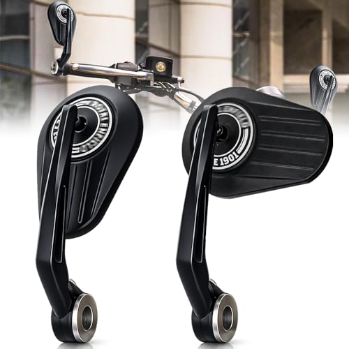 Image of OTOROYS Premium Oval Bar End Mirror for Hunter 350 & Meteor 350 | Convex Bike Rear View Mirror | Metal Handle & ABS Frame | 22mm Handlebar End Mirror Set of 2 (Black)