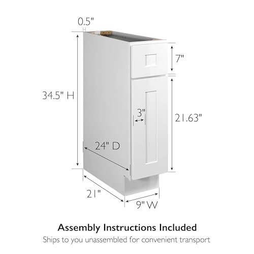 Image of Design House Brookings Kitchen Base Cabinet, 9 inch, White