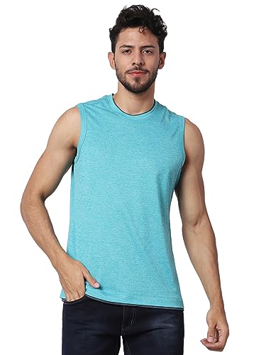 Image of Men's Lycra Blend Sleeveless Fitness Tanks Top for Quick Dry in Muscle Workout, Causal Running, Exercise Training, Swimming Vest