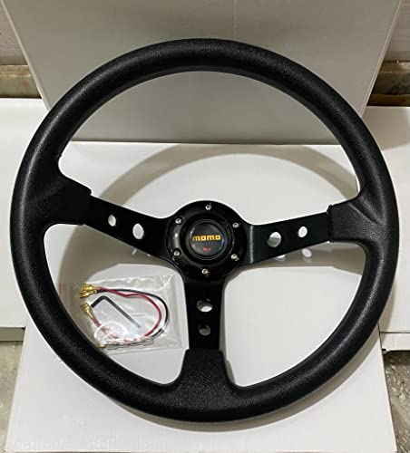 Image of AUTO MT - MOMO 14INCH DEEP Style Universal Steering Wheel for Sports Car Look Rally Race Off Road with BOSS KIT HUB Free (BLACK MOMO 14 inch STEERING WHEEL WITH BOSS KIT HUB)
