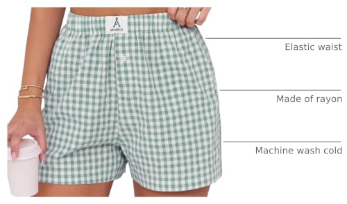 Image of ANRABESS Boxer Shorts for Women Gingham Pajama 2026 Summer Casual Lounge Sleep Plaid Shorts Y2K Beach Bottoms