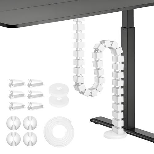 Mimoke Manguera De Cable Para Escritorios De Altura Ajustable, Manguera De Cable Flexible, Longitud De Gestión De Cables, Rectangular, Cuba Slim Negro Blanco, Montaje Con Tornillos