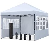 COOSHADE 10X10Ft Pop up Canopy Tent Enclosed Instant Folding Canopy Shelter with Elegant Church Window Outdoor Pavilion Cater Party Wedding BBQ Events Tent(White)