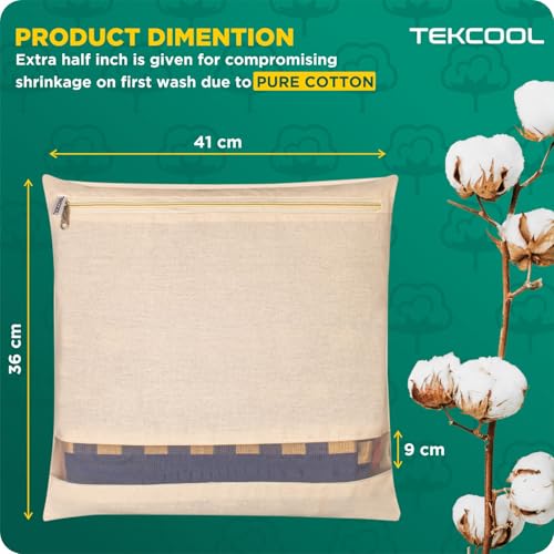 Image of TEKCOOL Cotton Saree Bags /Covers For Storage Set Of - 6 Big Size Single (16 X 14 Inches) With Zip Closure For Clothes Bags And Wardrobe Organizer With Transparent Mesh Window, Beige