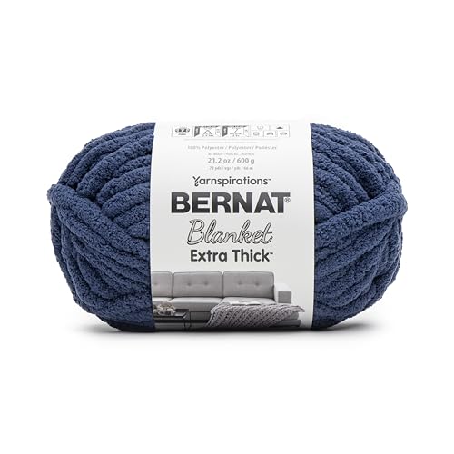 Image of Bernat Blanket Extra Thick Navy Yarn - 1 Pack of 21.12oz /598.74g - 100% Polyester - #7 Jumbo - 72 Yards - Chunky Yarn for Hand Knitting, Crocheting, Crafts & Amigurumi