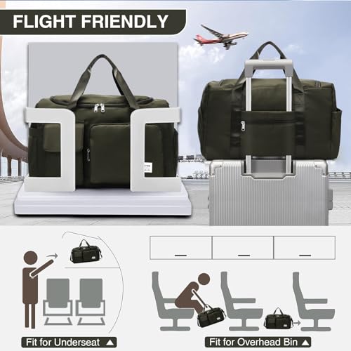 Image of Small Gym Bag for Women, Travel Duffle Bag Carry On Weekender Bag with Shoe Compartment