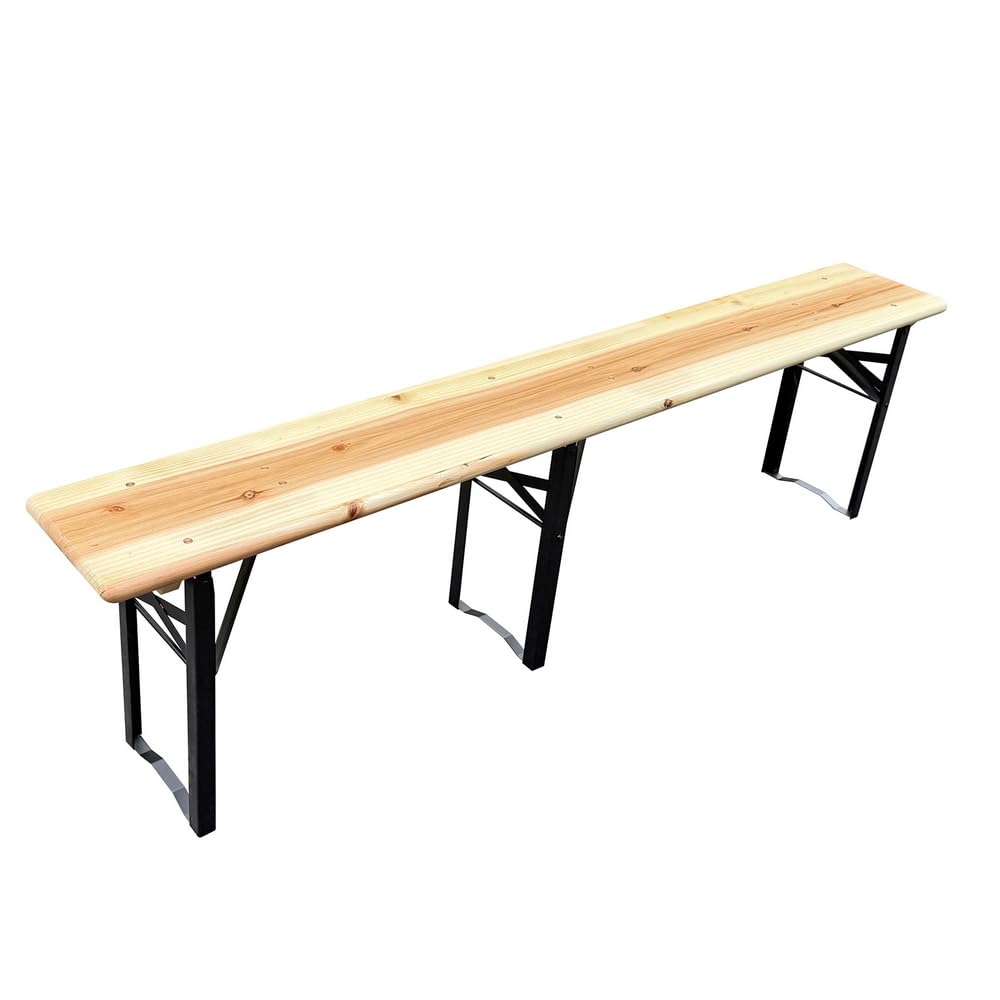 Brigros - Set Birreria Pieghevole in Legno di Abete con Tavolo e 2 Panche, Set Tavolo da Esterno Richiudibile con Struttura in Acciaio, 170x70x76,5 cm