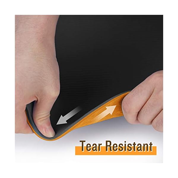 SaphiRose Non-Slip Yoga Mat with Alignment Lines TPE Home Fitness Eco-Friendly Exercise & Workout Mat with Carrying Strap Types of Yoga Orange+Black