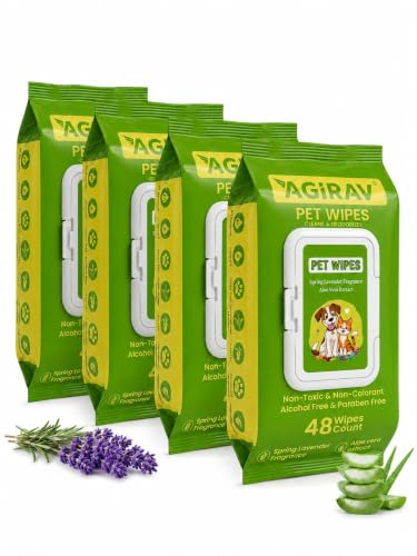Image of Hypoallergenic Dog Wipes, Cleaning and Odor-Controlling Grooming Wipes for Paws, Body, and Butt, Perfect for Puppy and Adult Dogs (192 Wipes, Pack of 4)