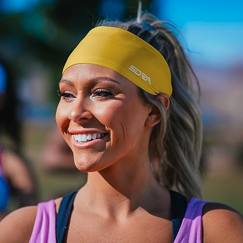 Image of Suddora Solid Color Wide Headband /Sweatband - Workout, Football, Soccer, Yoga (Gold)