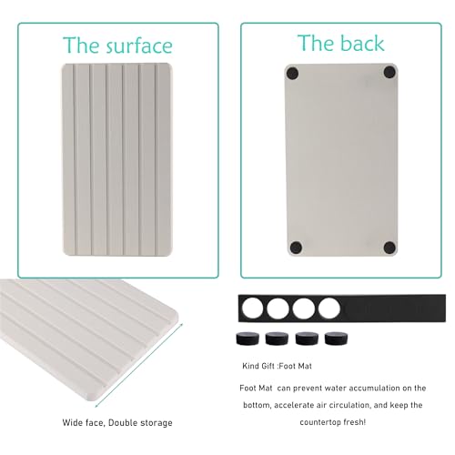 Image of NiuYichee 2 PCS Water Absorbent diatomite Coasters, 9.5 inch x 5.5 inch Water Absorbing Stone Tray for Sink, Stone Drying mat for Kitchen Counter, Stone soap Tray Used for Hand Soaps & toiletries & Plants