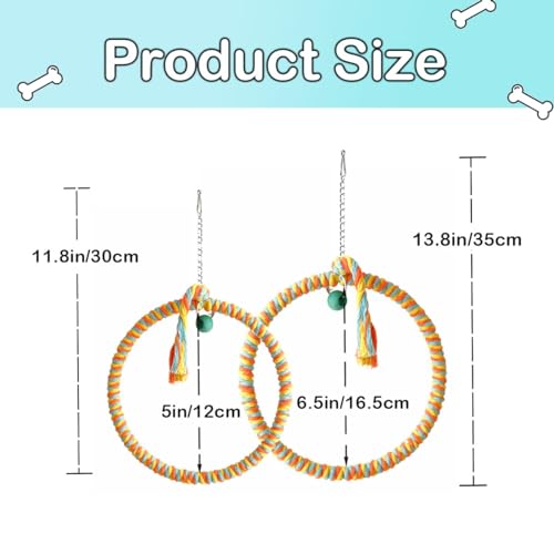 Image of Circular Bird Swing Cotton Rope Stand Toy for Small Birds Parrot Parakeet Cockatiel Conure Budgie Finch Quaker(L)