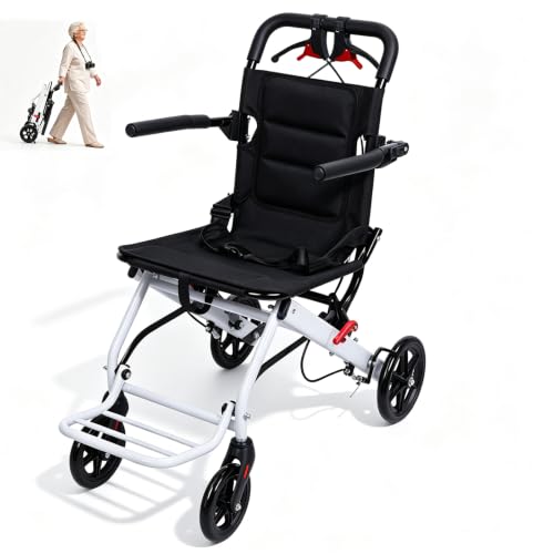 Transport Wheelchair Lightweight Foldable, 13.66 lbs Ultra Lightweight Wheelchair for Adults...