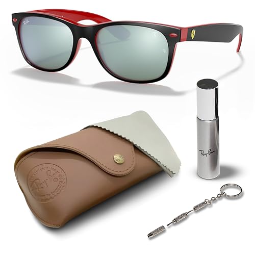 Ray-Ban RB2132M SCUDERIA FERRARI COLLECTION Square Shaped Sunglasses for Men & Women with Official RAYBAN Eyewear Kit
