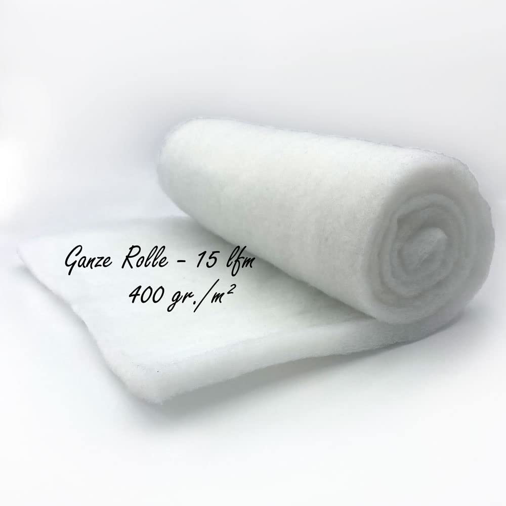 Ouate de rembourrage non tissée - 1,6 m de large - Rouleau complet (400 g/m² - 15 mètres courants)