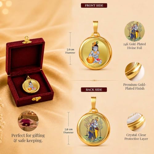 Image of DIVINITI 24K Gold Plated Double-Sided Religious Pendant with Premium Gift Box, Spiritual Locket for Men & Women, Devotional Jewellery for Gifting & Everyday Wear
