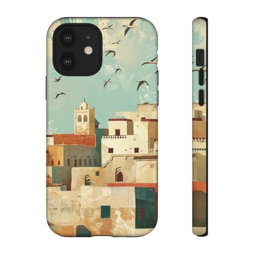 Illustration de ville côtière marocaine coque iPhone 12 rigide mate