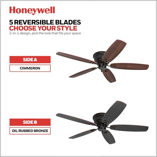 Honeywell Glen Alden 52 Inch Flush Mount Ceiling Fan, Oil Rubbed Bronze - image 4