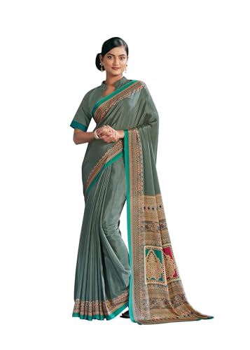 Image of Jaanvi fashion Women's Crepe Silk Saree with Unstitched Blouse Piece | Soft Lightweight Traditional Ethnic Wear Saree for Party, Wedding, Festival