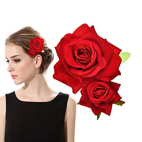 Rose Flower Hair Clip Comb Flamenco Dancer Flower 3D Red Roses Flower Hair Accessories Piece For Girls Women Bride Wedding Hairpins Headwear Barrette Styling Tools Accessories #TOP1