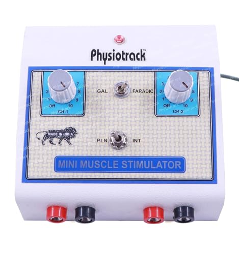 Image of PHYSIOTRACK Advanced Muscle Stimulator Mini Therapy Unit, 2 Channel | Portable MS Machine, Physiotherapy & Pain Relief, Muscle Rehabilitation, Includes 4 Pads, 1 Year Warranty, Clinical Grade