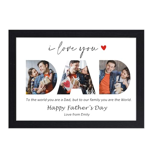 EDSG Personalised Fathers Day Prints Gifts with Pictures Fathers Day Dad Gifts from Daughter Son Photo Gifts for Daddy Birthday Christmas (DAD)