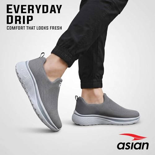 Image of ASIAN Wonderwalk-11 Men's Walking Shoes | Ultra-Light Slip-On Comfort with Cushioned Sole | Breathable, Stylish, Perfect for Work, Travel & Daily Use