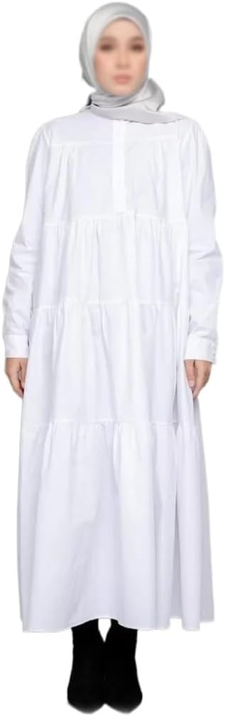 [PIXOLE] 女性のドレス レディース カフタン アバヤス ローブ 長袖 イスラム教の服 ドバイ ゆったりフルレングスドレス 祈