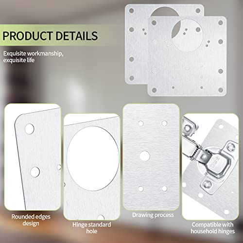 Cabinet Hinges Repair Plates, Stainless Steel Kitchen Cabinet Door Hinge Fixing Plates Bracket Kit, Cupboard Door Hinge Repair Mounting Plates With Holes For Cabinet Furniture Drawer Windows (6Pcs) #TOP4