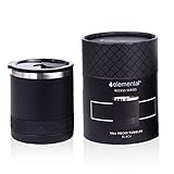 Elemental Recess Lowball Tumbler, 10oz Triple Wall Stainless Steel Cup with Non-Shattered Tritan Lid, Insulated Whiskey Glass, Insulated Coffee Tumbler Mug for Hot & Cold Drinks - Black