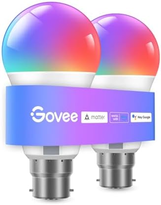 Govee RGBWW Smart Bulbs, Colour Changing WiFi Bulbs with Music Sync, 54 Dynamic Scenes, 16 Million DIY Colours WiFi & Bluetooth Light Bulbs Work with Alexa, Google Assistant Home App, 2 Packs