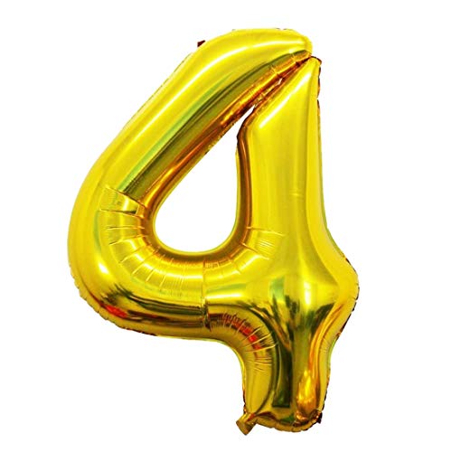 Image of Atpata Funky 4 Number Golden Foil Balloon 16 inch Size Birthday Decoration Items | Happy Birthday Decoration Kit | 4th Year Birthday Party Anniversary Wedding Decorations