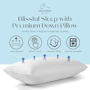 East Coast Bedding Down No Feather Blend 20×60 Inch Body Pillow Embrace Blissful Sleep with Premium Goose Down No Feather Softness and Support