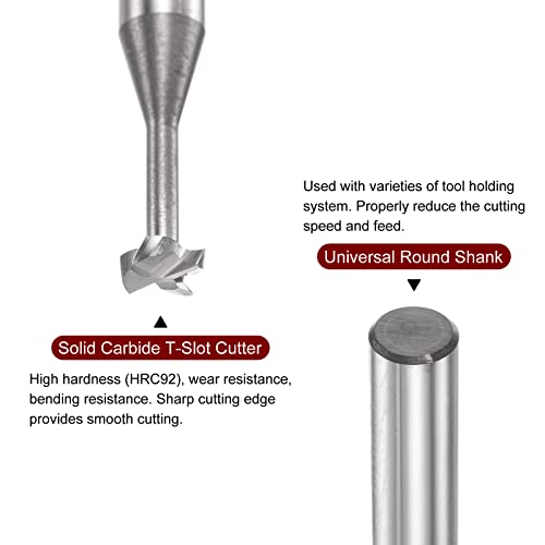 Image of HARFINGTON T Slot End Mill Milling Cutter 4mm Cutting 1.2mm Depth 4mm Shank Solid Carbide 4 Flutes for Aluminum Copper Zinc Alloy