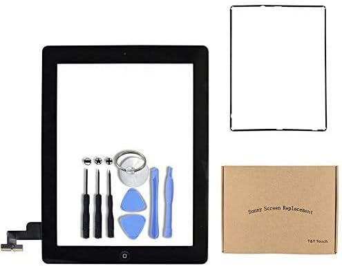 Touch Screen Replacement Front Glass Replacement Digitizer for iPad 2 Model A1397 A1395 A1396(2011), Include Home Button I Tools I Camera Holder I Pre-Installed Adhesive I Tested One by One - Black