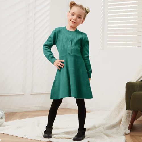 Jxstar Girls Knitted Sweater Dresses Kids Ruffle Flare Winter Dress3
