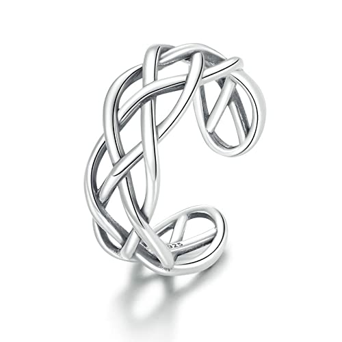 Bague tressée ajustable femme anneau ouvert mariage bijoux tendance