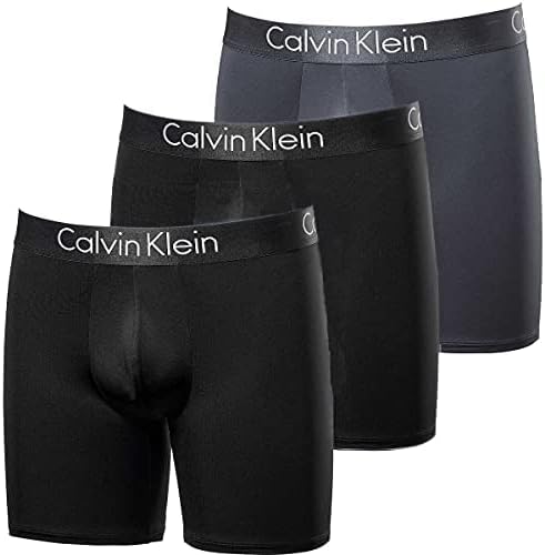 Calvin Klein Mens 3 Pack Chromatic Microfiber Boxer Briefs (Black/Grey/Black, Medium)