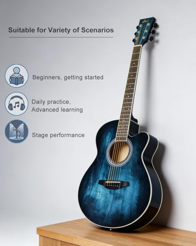 Winzz Akustikgitarre, Westerngitarre… (Vintage-Blau)