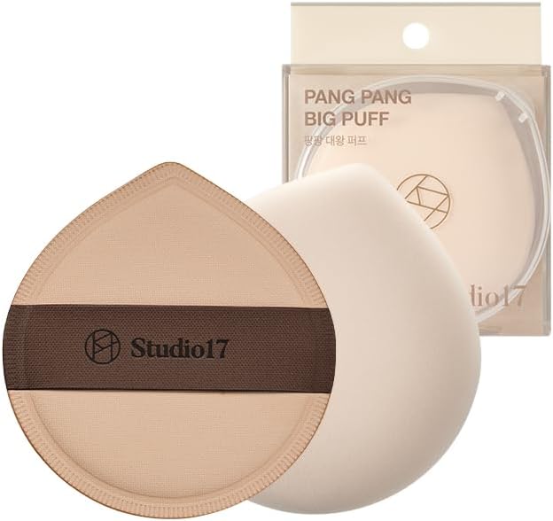 STUDIO17 Pang Pang Makeup Powder Puff 1 Pc | Big Makeup Sponge for Foundation | Fluffy Cushion Puff Blender With Latex | Korean Makeup Puff for Foundation and Powder | 2.2In Diamater
