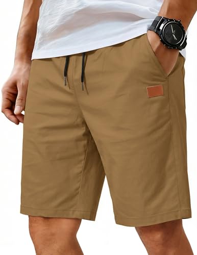 Image of COOFANDY Mens Casual Shorts Cotton Elastic Waist Drawstring Shorts Lightweight Summer Beach Shorts