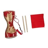 Abaodam 1 セット 牛革ドラム 携帯用牛革ウエストドラム 携帯用腰太鼓 中国の腰太鼓 中国の伝統的な腰 楽器アクセサリー パフォーマンス 赤 レザー素材、ベークライト、メタル