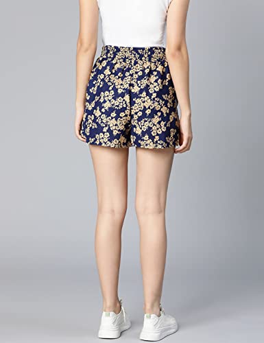 Image of oxolloxo Women Regular Fit Viscose Printed Casual Orange Shorts