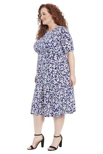 Image of London Times Women's Womens Elbow Sleeve A-line Midi - Pretty Garden Party Dress - Special Occasion Wedding Guest Dress