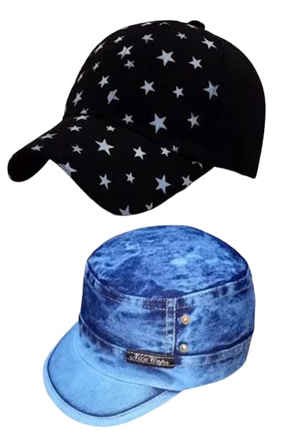 GenericStylish & Adjustable Black Side Chita Design & Blue Jeans Cap for Men & Boys, Women