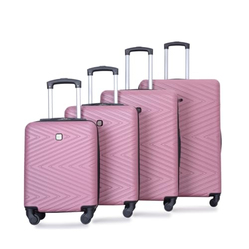 Lightweight 4-Piece Luggage Set for Stress-Free Travel, Durable ABS Material with 360 Spinner Wheels, Pink3