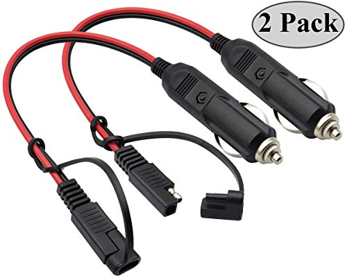 AAOTOKK SAE Cigarette Lighter Charger Cable,16AWG 12V Cigarette Lighter Male Plug to SAE 2 Pin Quick Release Disconnect Connector Plug Adapter Extension Charging Cable with Fuse(0.3m/1ft-2Pack-M) by AAOTOKK - Image 4