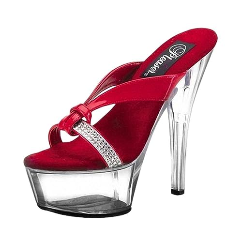Sandales talons hauts 15cm en cuir noir à bout rond pour femme