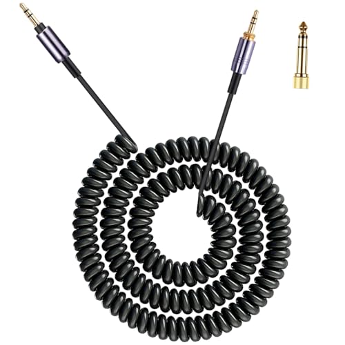 Câble audio pour Sony WH-1000XM4 XM3 XM2 spirale 1.2m à 4.3m avec adaptateur 6.35mm jack 3.5mm
